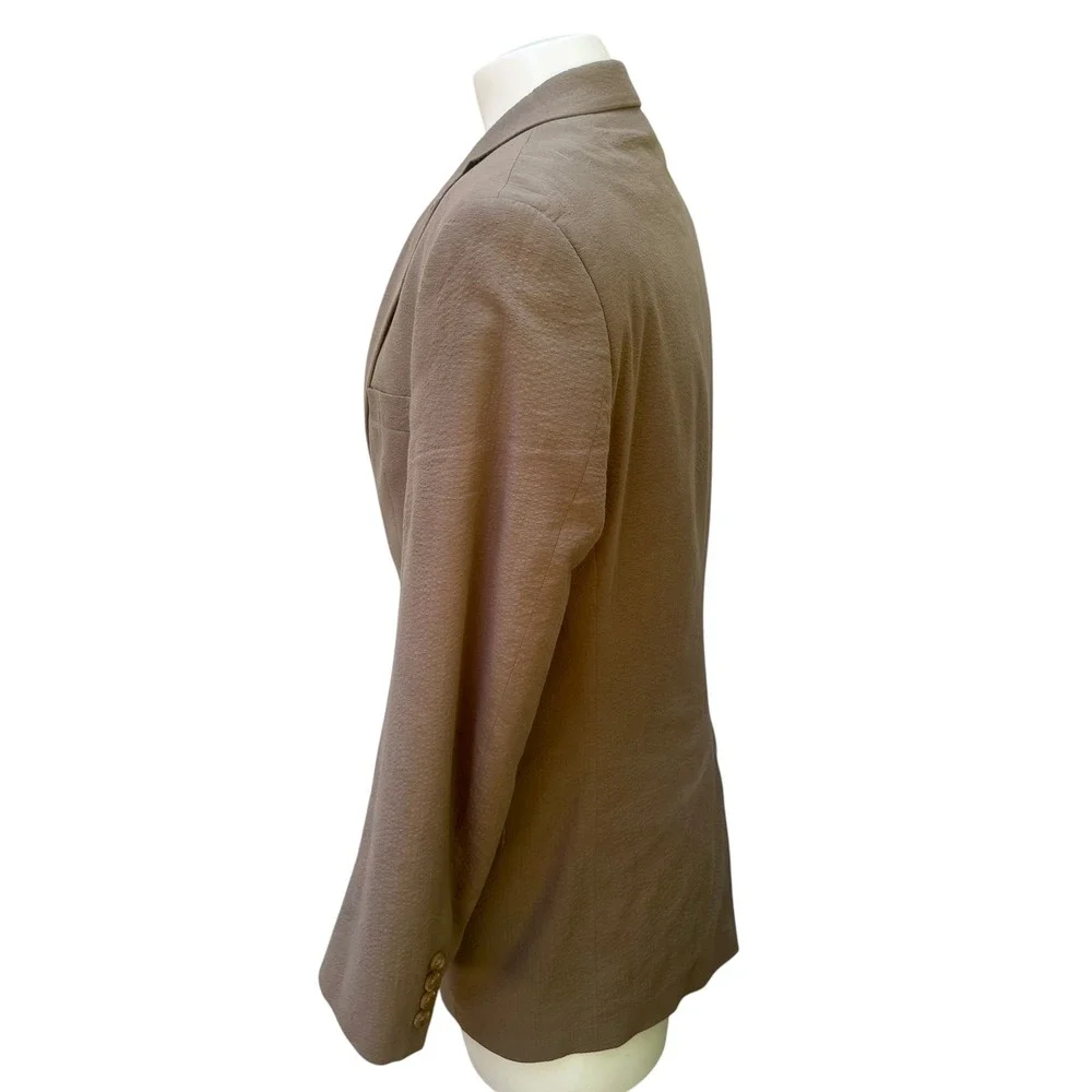 Lauren Ralph Lauren Blazer 40R Tan Seersucker Cotton Sport Coat 2-Button Preppy